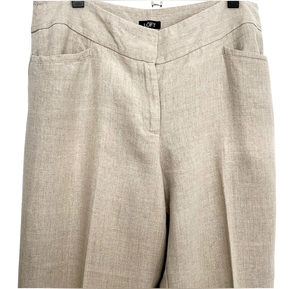 LOFT Julie Trouser Linen Pants Natural Beige Career Work Straight Leg Size 12 - Picture 3 of 12